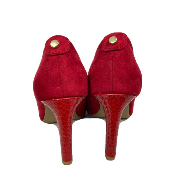 Rialto Pumps Womens Sz 6M Red Murphy Classic Point Toe Snake Heels Stiletto - Picture 3 of 7